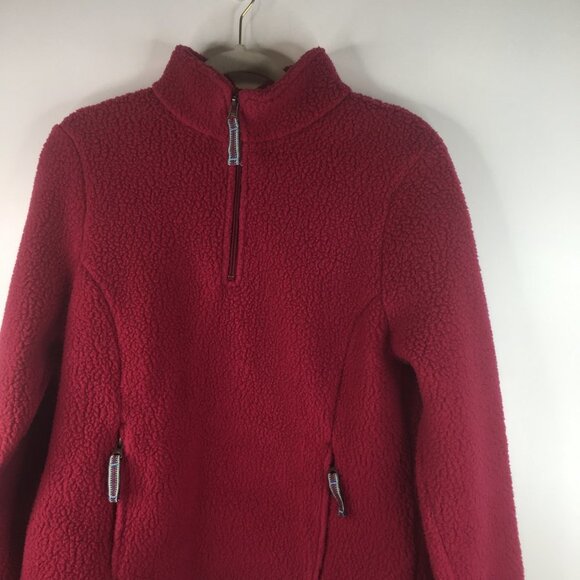 L L Bean Fuzzy 1/4 Zip Pullover Pink Sweater Size M - Picture 8 of 9